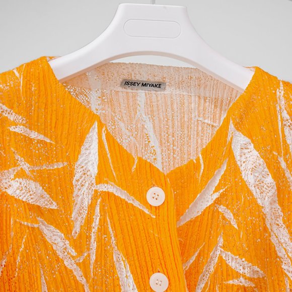 Issey Miyake Pleated Mesh Orange Jacket - Picture 2 of 8